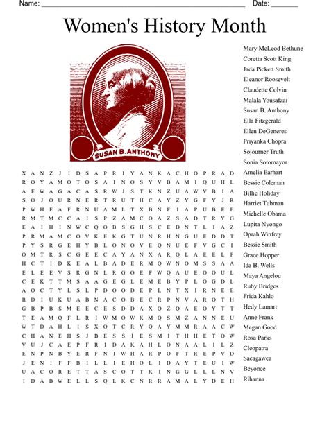 American Womens History Month Word Search Wordmint