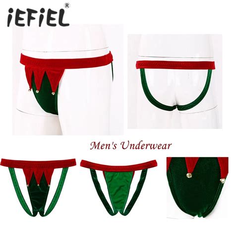 Mens Christmas Low Rise Open Butt Jockstrap Thong Briefs Underwear Sexy Lingerie Sexy Lingerie