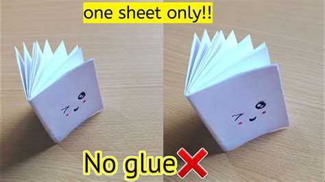 Diy Mini Notebook Without Glue Mini Notebook With One Sheet Of Paper No Glue Paper Craft No Glue