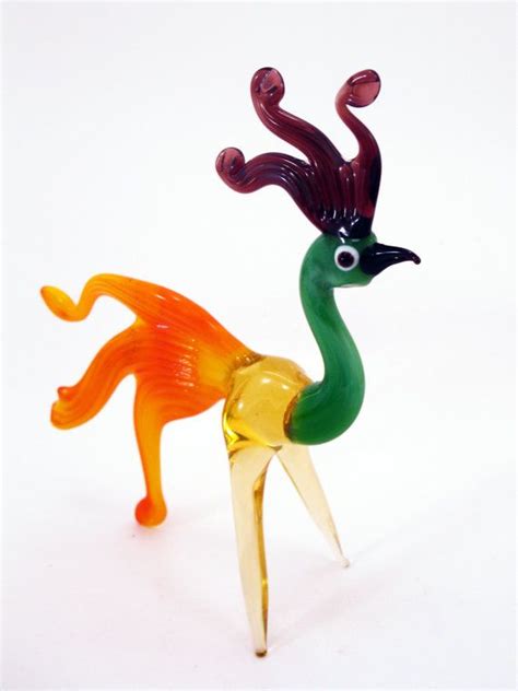 Glass Heron Animal Figurines Miniature Little Heron Glass Animals