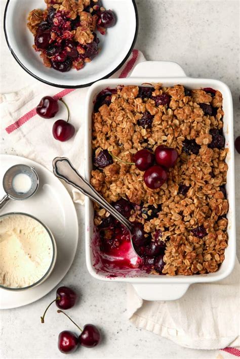 Fresh Cherry Crisp Baked Or Grilled Garnish With Lemon