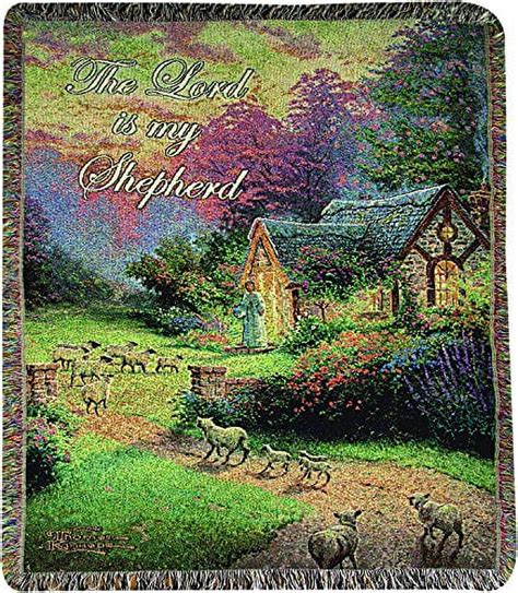 Manual Tapestry Throw Thomas Kinkade Good Shepherds Cottage 50 X 60