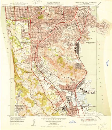 Classic Usgs San Francisco South California 75x75 Topo Map Mytopo Map Store