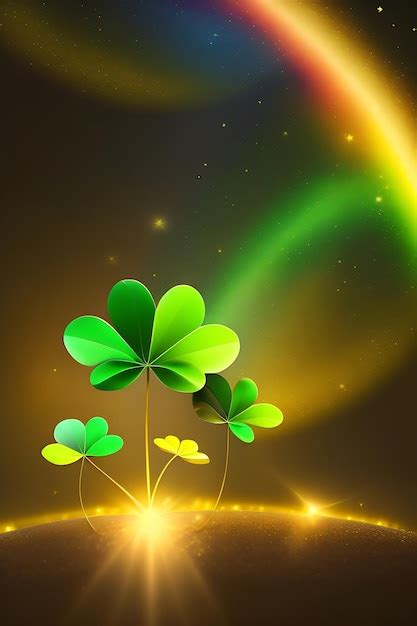 Premium Photo Lucky Shamrocks With Golden Bokeh Glitter Pot Of Gold