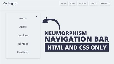 Neumorphism Ui Navigation Menu Bar Using Html Css