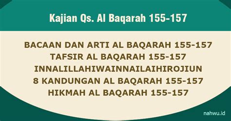 Kajian Qs Al Baqarah 155 157 Arti Tafsir Kandungan Dan Hikmahnya