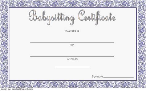 Babysitting Certificate Free Printable Basic Style Certificate