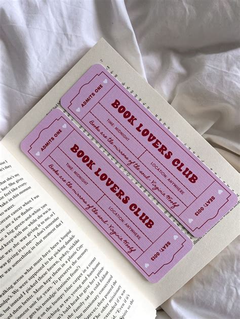 Book Lovers Club Bookmark Feminist Bookmark Bookmark Ticket Cute