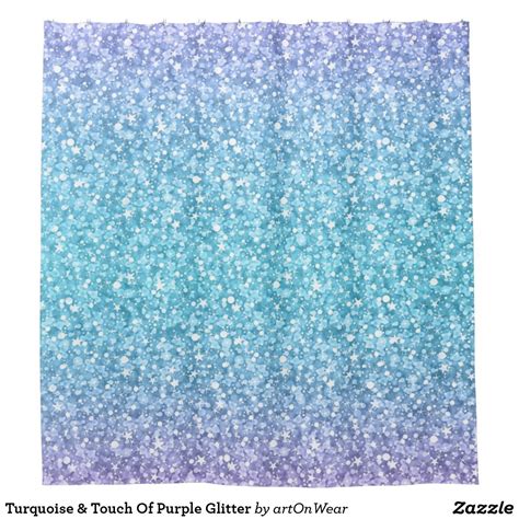 Turquoise And Touch Of Purple Glitter Shower Curtain