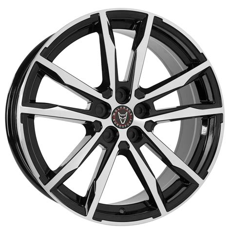 8 5x20 Wolfrace Eurosport Dortmund Gloss Black Polished Alloy Wheels