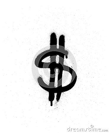 Graffiti Leaking Dollar Sign In Black Over White Vector Illustration