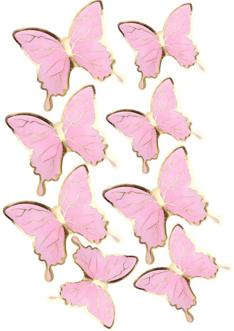 Mariposas Rosas Y Doradas Butterfly Cake Topper Pink Cake Toppers