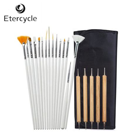 Professional 20 Pcs Nail Art Design Painting Detailing Brushes And Dotting Pen Tool Kit Set