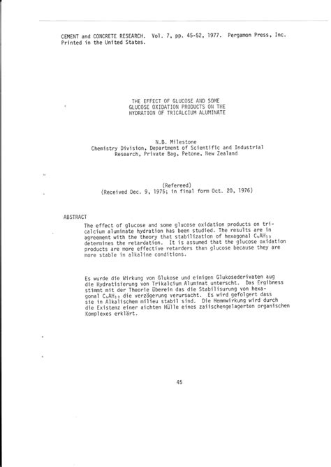 (PDF) The Effect of Glucose and Some Glucose Oxidation Products on the Hydration of Tricalcium ...