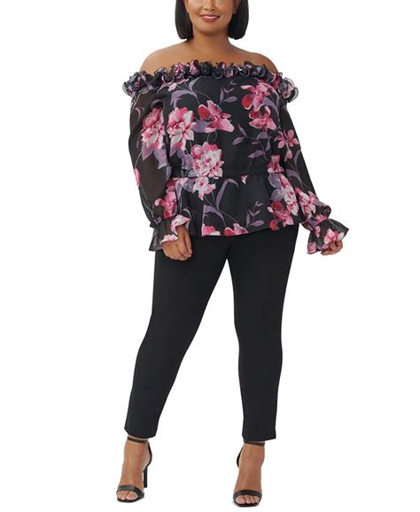 Adrianna Papell Plus Size Floral Off The Shoulder Top Macys