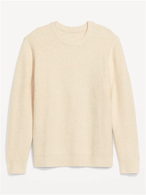 Textured Waffle Knit Crew Neck Sweater Old Navy