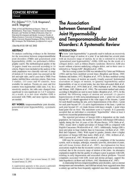 The Association Between Generalized Joint Hypermobility And