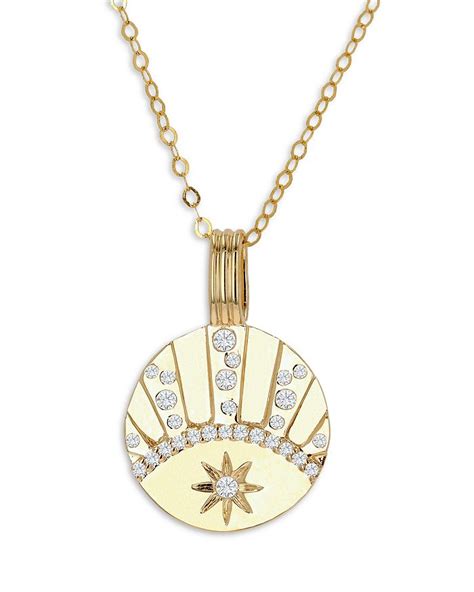 Moon And Meadow 14k Yellow Gold Diamond Star Disc Pendant Necklace 16 20