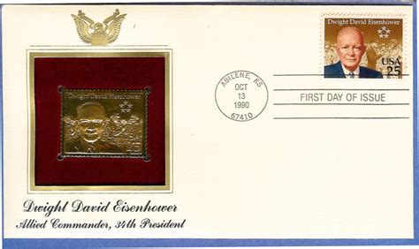 United States C Eisenhower Fdc W Gold Stamp Replica