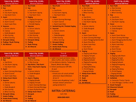 Contoh Daftar Menu Catering Rumahan Lembar Edu IMAGESEE