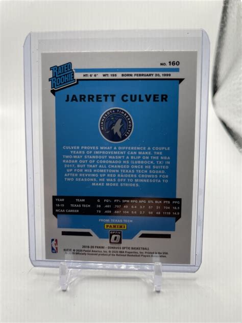 2019 20 Panini Donruss Optic Rated Rookie 160 Jarrett Culver RC EBay