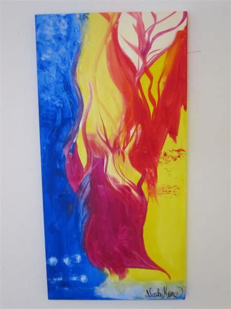 Abstract Art Acrylic Painting Fire And Ice 15x30 Etsy Italia