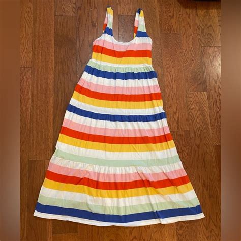 J Crew Dresses J Crew Tiered Maxi Dress In Rainbow Stripe Poshmark