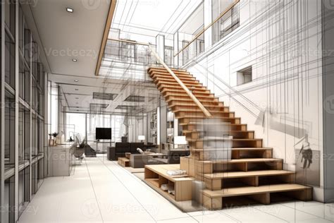 Artistic vertical space 3D wireframe portrays sketch design, showcasing