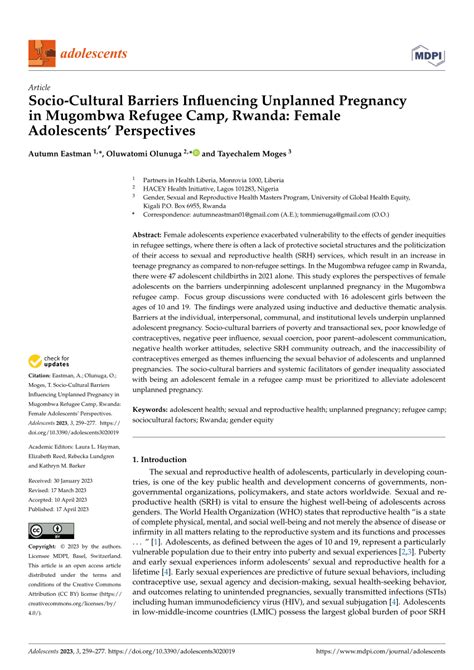 Pdf Socio Cultural Barriers Influencing Unplanned Pregnancy In