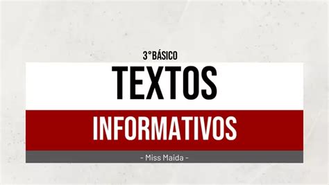 Recordando Textos Informativos Profe Social