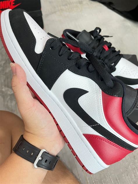 Jordan 1 Low Black Toe 553558 116 Mens Fashion Footwear Sneakers On