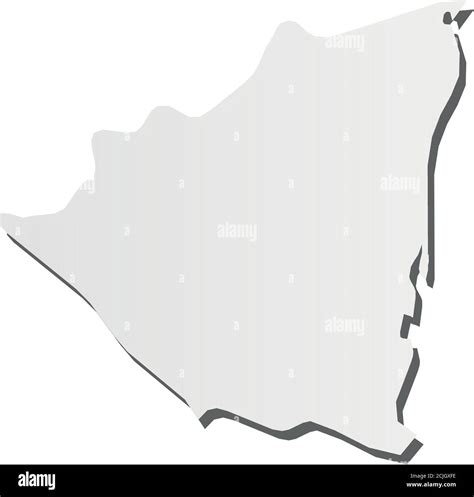 Nicaragua Mapa De Silueta Gris En 3d De La Zona Del País Con Sombra