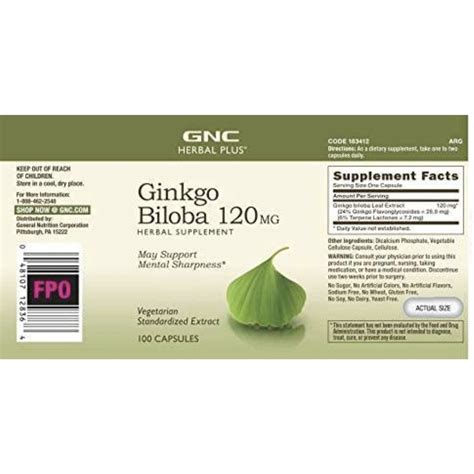 Bổ Não Gnc Herbal Plus Ginkgo Biloba 120mg 100 Viên Pharmart Vn