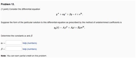 Solved Problem 13 1 Point Consider The Differential