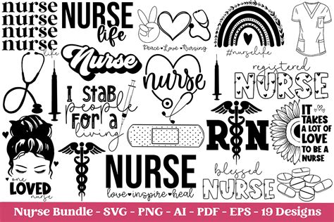 Nurse Svg Bundle Hand Lettered Craft Graphics By Bytebelle May