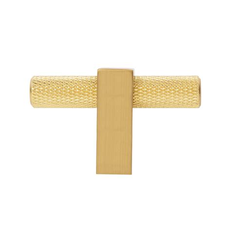 Larkin Collection Long Knurled Bar Knob In Brushed Gold By