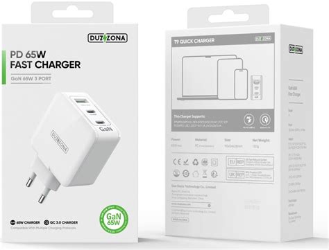 Duzzona T9 GaN Snellader 65W Met Power Delivery En Quick Charge Wit