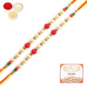 Ghasitaram Gifts Set Of Pearl Rakhi For My Brother With