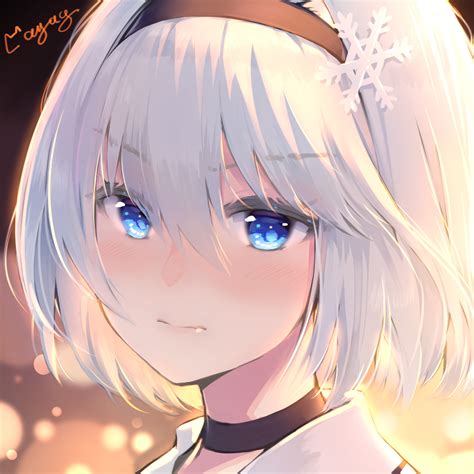 Safebooru 1girl Bangs Black Choker Black Hairband Blue Eyes Choker Closed Mouth Eyebrows