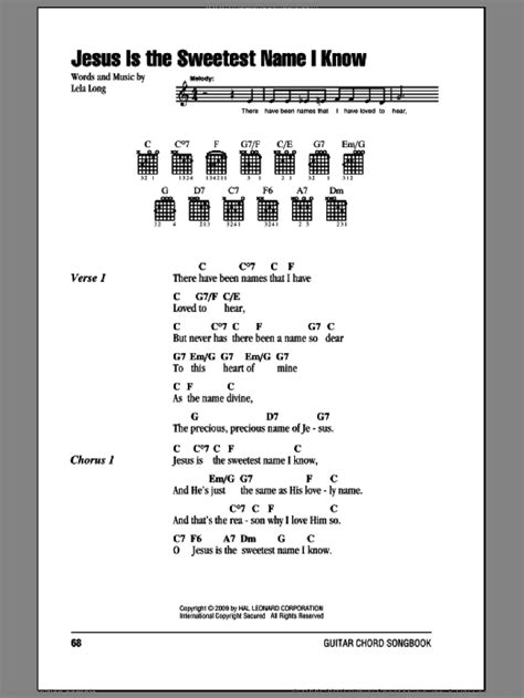 Jesus Is The Sweetest Name I Know Sheet Music For Guitar Chords