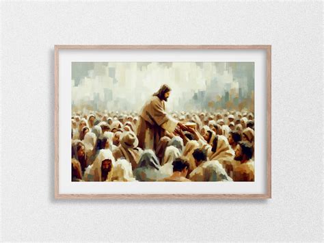 Jesus Feeds the 5000 Biblical Miracle Oil Painting Style Digital Art ...