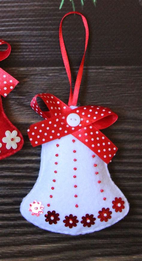 Christmas Bells Ornaments Christmas Felt Decor Jingle Bell Etsy Diy