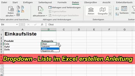 Excel Dropdown Auswahl erstellen Excel Dropdown Liste Menü einfügen