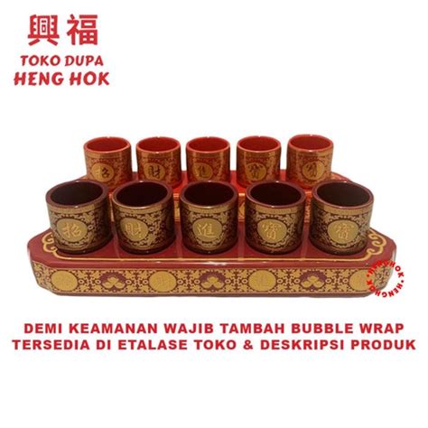 Jual CANGKIR PUJA GELAS SEMBAHYANG SET KERAMIK ISI 5 DAN TATAKAN CAO