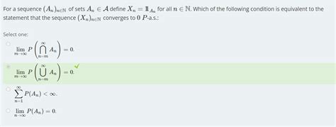 Solved For A Sequence An Nn Of Sets Ana Define Xn An For Chegg