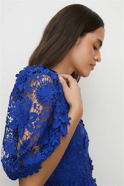 Lace Puff Sleeve Midi Dress Oasis Us