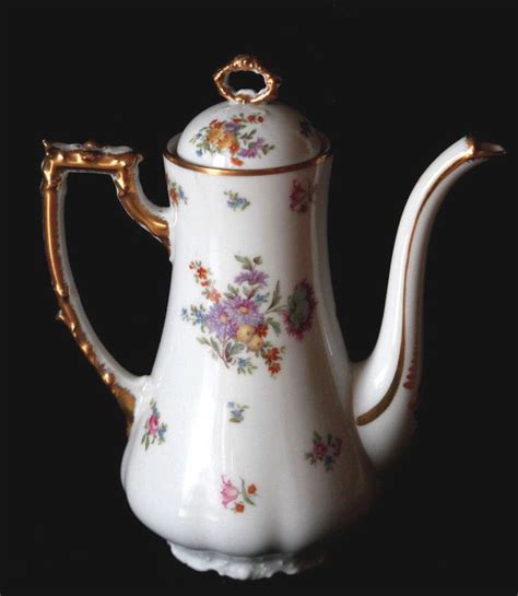 Antique Limoges Floral Teapot W Gold Gilt Porcelain Teapot Tea Pot