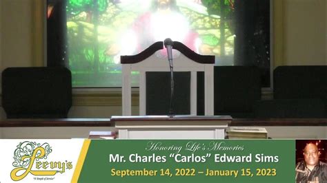 Mr Charles Carlos Edward Sims January 23 2023 Leevys Funeral