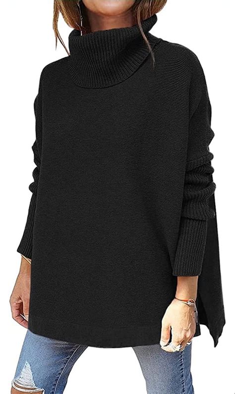 Lillusory Womens Turtleneck Oversized Sweaters 2023 Fall Long Batwing