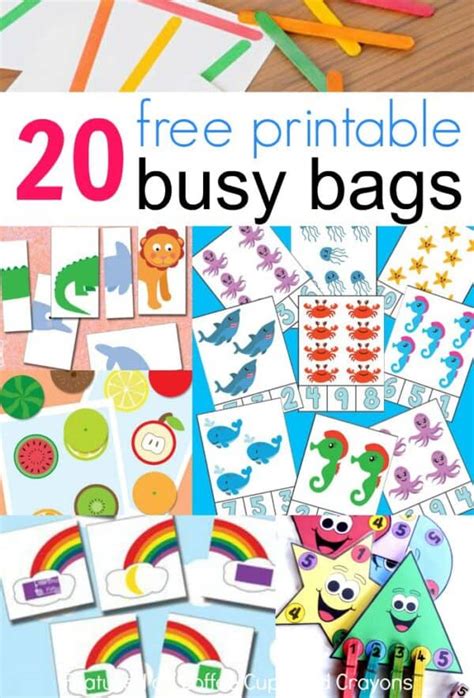 20 Free Printable Busy Bags - Coffee Cups and Crayons